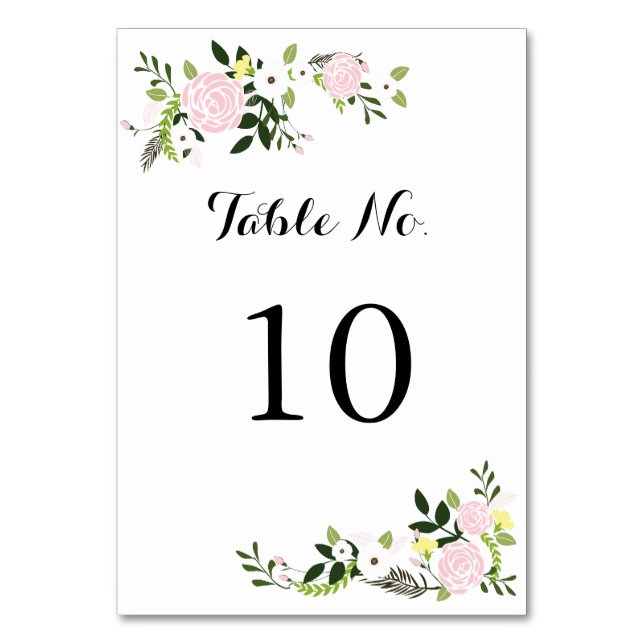 Carte de numéro de table de jardin floral -blanc (Par défaut)