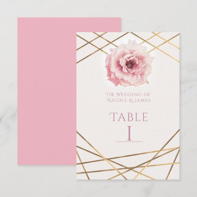 Carte de numéro de table de la partie Glam Floral  (Devant / Derrière)