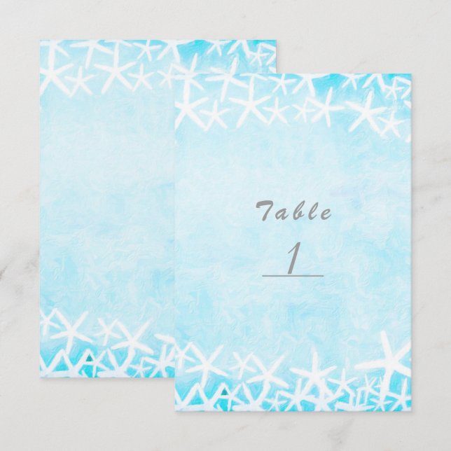 Carte de numéro de table de l'Aqua Blue Starfish (Devant / Derrière)