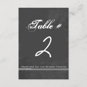 Carte de numéro de table de mariage à l'aspect tab
