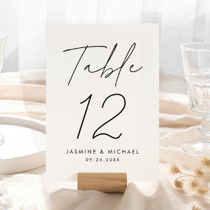 Carte de numéro de table de mariage à l'encre noir