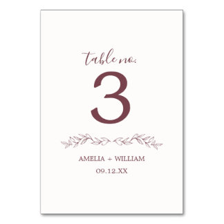 Carte de numéro de table de mariage à monogramme d