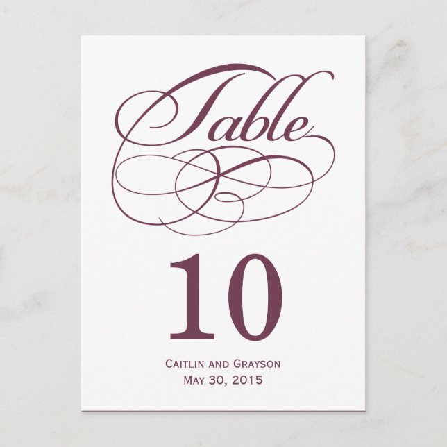 Carte de numéro de table de mariage à tourbillons  (Devant)