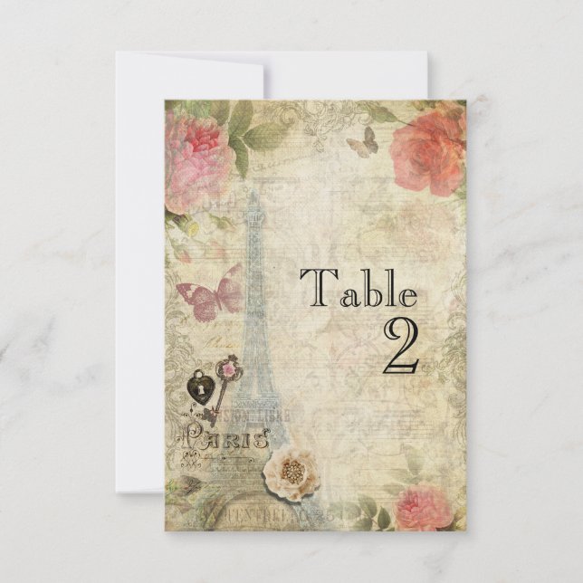 Carte de numéro de table de mariage aux roses rose (Devant)