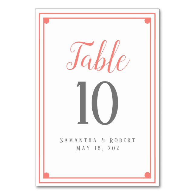 Carte de numéro de table de mariage avec cadre de  (Par défaut)