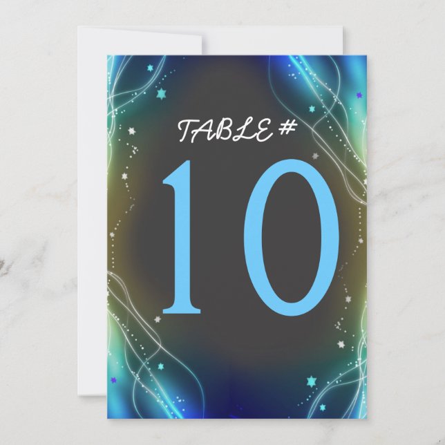 Carte de numéro de table de mariage avec des étoil (Devant)