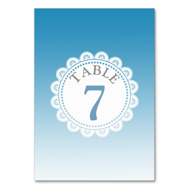 Carte de numéro de table de Mariage bleu dégradé (Par défaut)