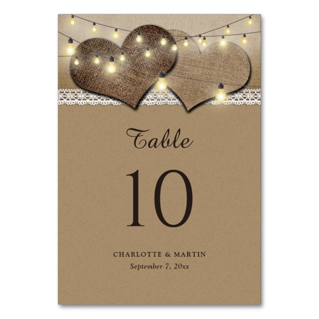 Carte de numéro de table de Mariage campagnard rus (Par défaut)