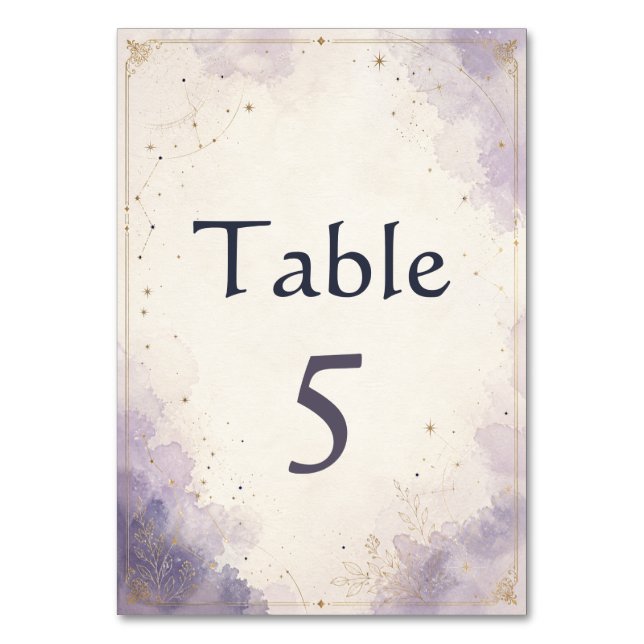 Carte de Numéro de Table de Mariage Céleste (Par défaut)