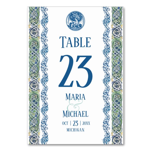 Carte de numéro de table de Mariage Celtic Knotwor (Par défaut)