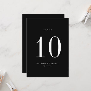 Carte de numéro de table de Mariage chic contempor