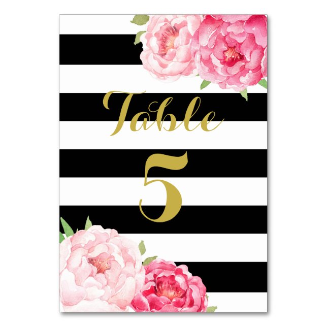 Carte de numéro de table de Mariage de fleurs rose (Par défaut)