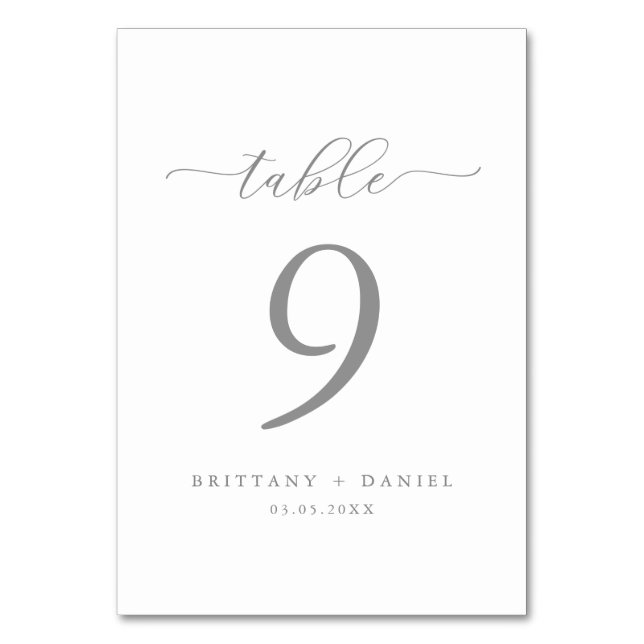 Carte de numéro de table de Mariage de script simp (Par défaut)