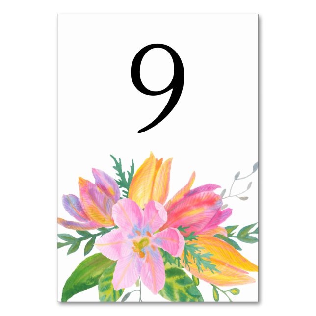 Carte de numéro de table de Mariage de tulipe rose (Par défaut)