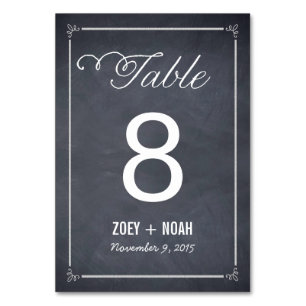 Carte de numéro de table de Mariage élégamment mar