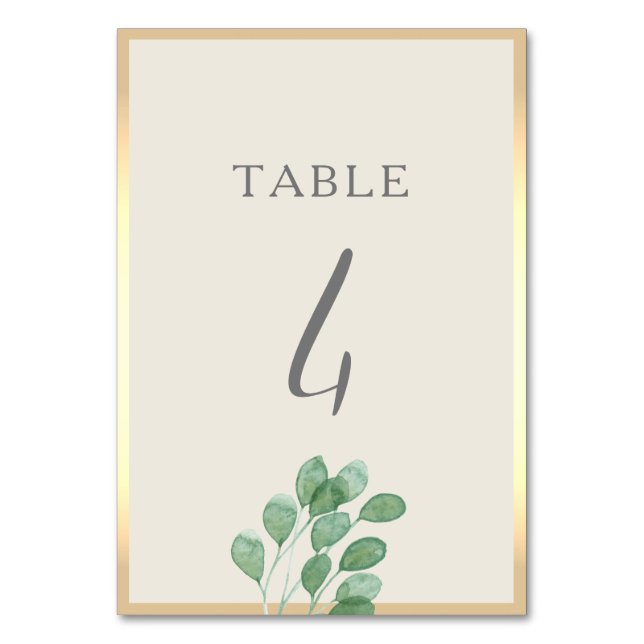 Carte de numéro de table de mariage Greenery Gold (Par défaut)