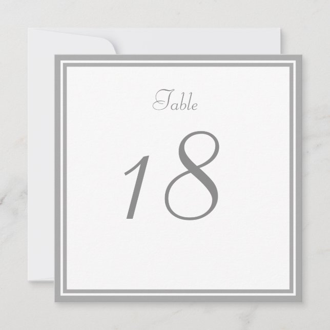 Carte de numéro de table de mariage gris pâle (Devant)