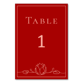 Carte de numéro de table de Mariage Lotus personna