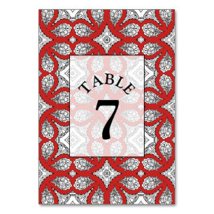 Carte de numéro de table de Mariage Mandala noir e