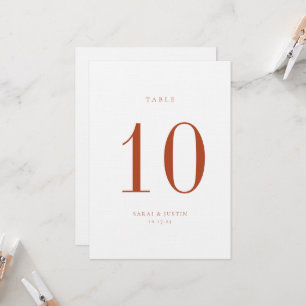 Carte de numéro de table de Mariage minimaliste
