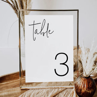 Carte de numéro de table de mariage minimaliste mo