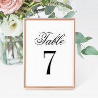 Carte de numéro de table de mariage noir blanc cla