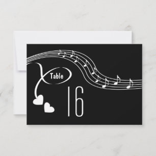 Carte de numéro de table de mariage Notes de musiq