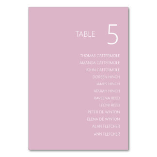 Carte de numéro de table de Mariage rose pâle
