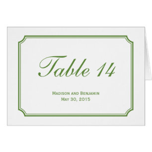 Carte de numéro de table de Mariage tout simple