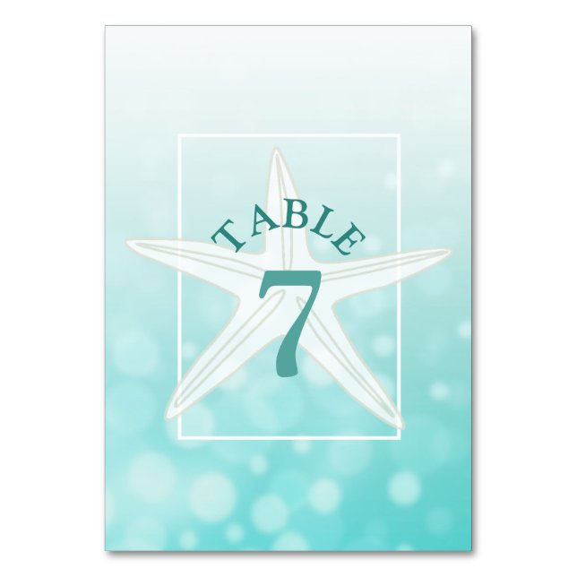 Carte de numéro de table de mariage turquoise Star (Par défaut)