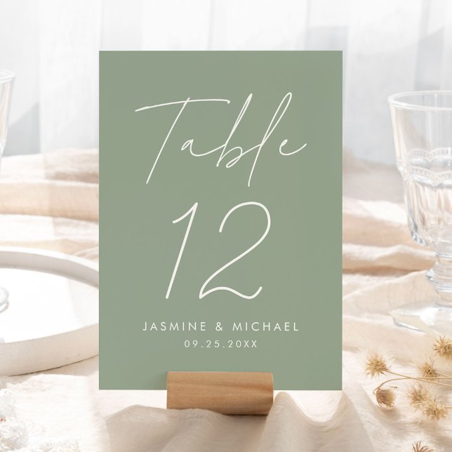 Carte de numéro de table de Mariage vert Sage de s (Créateur téléchargé)