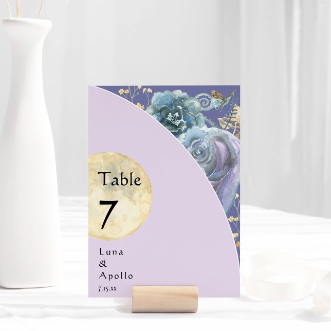 Carte de numéro de table de Mariage violet de lune (Créateur téléchargé)
