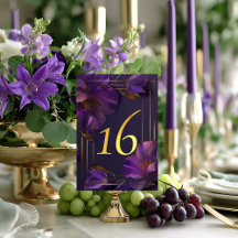 Carte de Numéro de Table de Mariage Violet Lumineu
