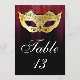 Carte de numéro de table de masquerade