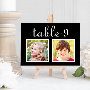 Carte de numéro de table de photos de l'enfance no