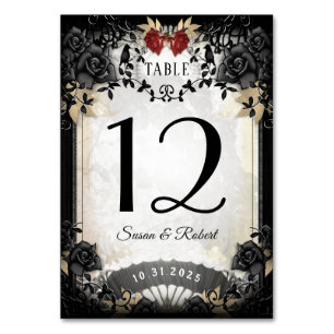Carte de numéro de table de Rose noir élégant Hall