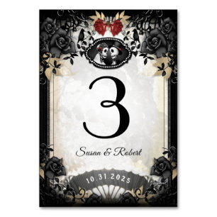 Carte de numéro de table de Rose noir élégant Hall