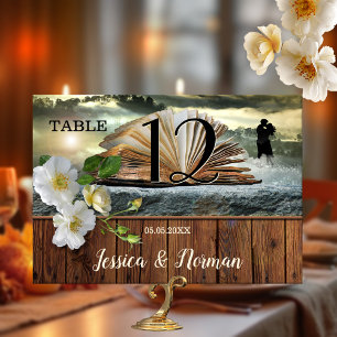 Carte de numéro de table des amoureux du livre rom