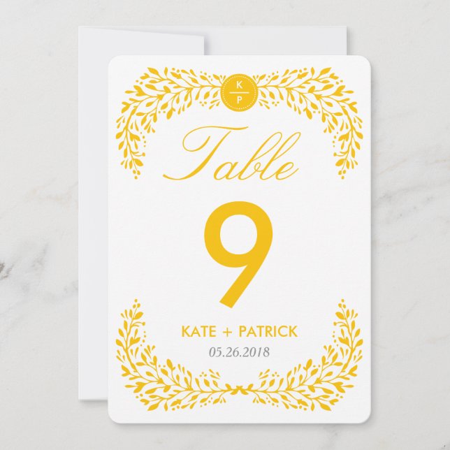 Carte de numéro de table double face Blissrel Laur (Devant)