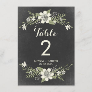 Carte de numéro de table double face Chalkboard Bl