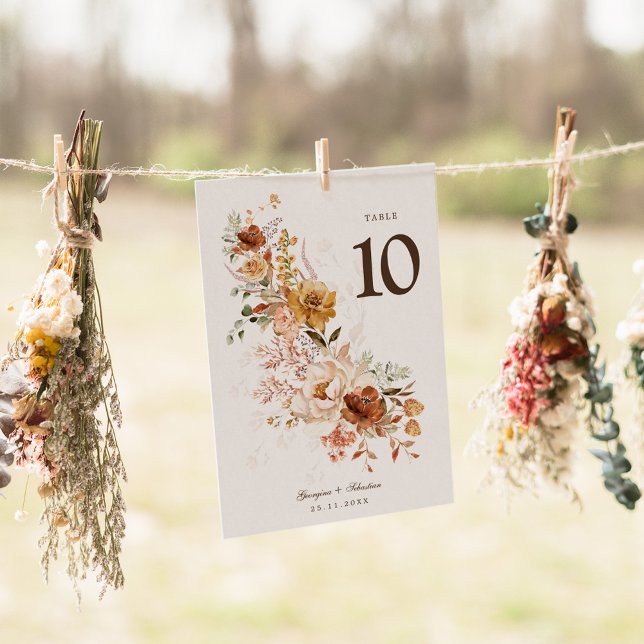 Carte de numéro de table du Fleur sauvage de tonal (Créateur téléchargé)