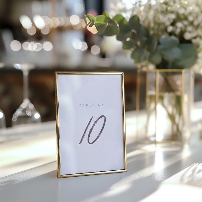 Carte de numéro de table du Mariage de calligraphi (Simple Minimalist Elegant Table Number)