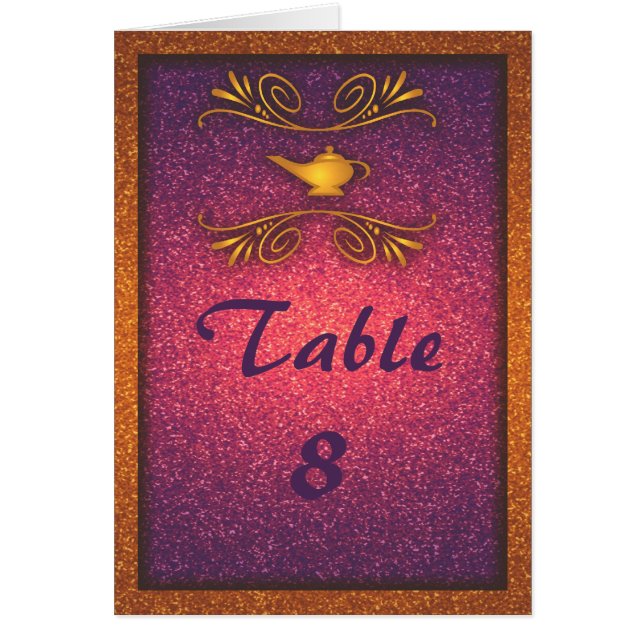 Carte de numéro de table du Mariage de lampes magi (Devant)
