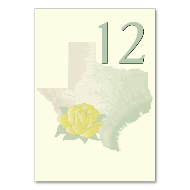 Carte de numéro de table du Mariage de rose jaune  (Par défaut)