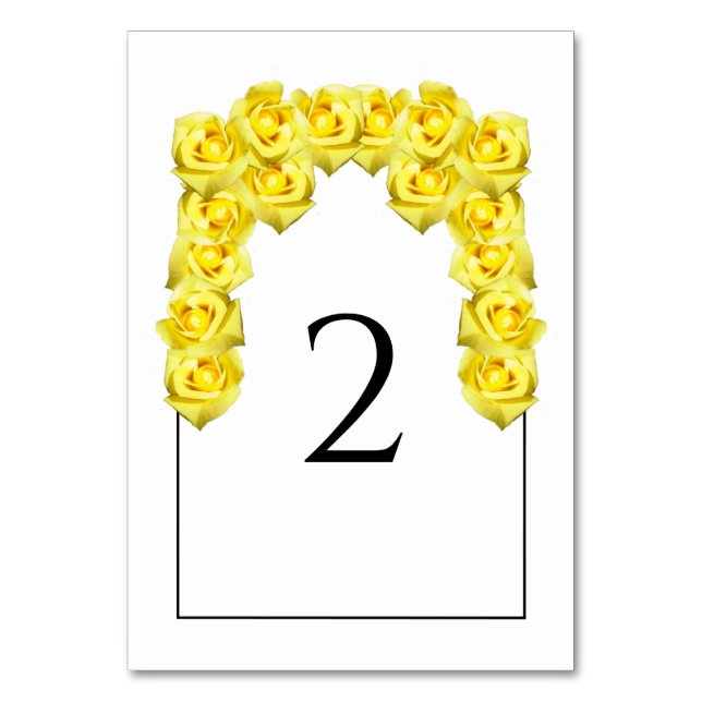 Carte de numéro de table du Mariage de roses jaune (Par défaut)