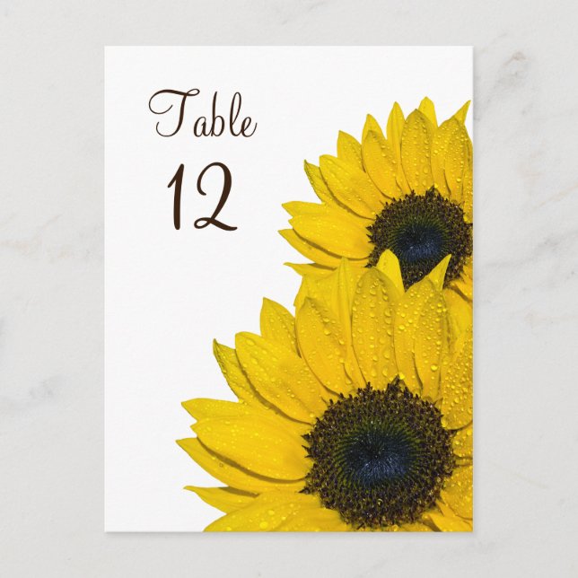 Carte de numéro de table du Mariage de tournesol (Devant)