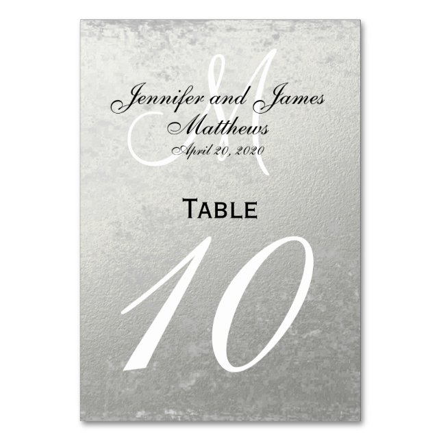 Carte de numéro de table du Mariage Faux Silver (Par défaut)