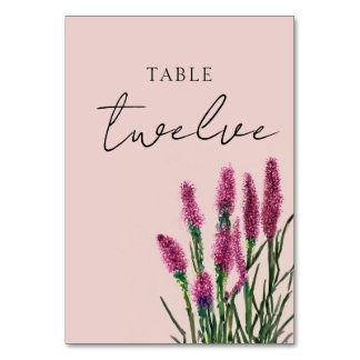 Carte de numéro de table du Mariage fleur sauvage