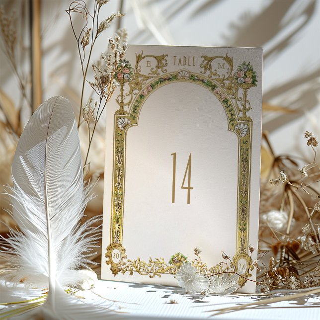 Carte de numéro de table du Mariage Floral Royal V (Créateur téléchargé)
