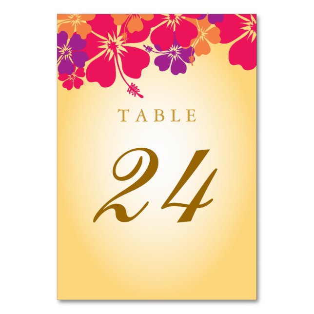 Carte de numéro de table du Mariage Luau / Hawaii (Par défaut)